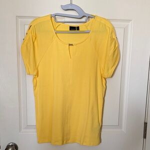 Rafaella Bright Yellow Short Sleeve Keyhole Too